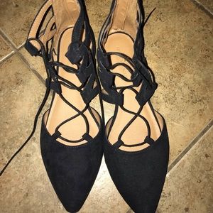 American Eagle Lace Up Black Flats